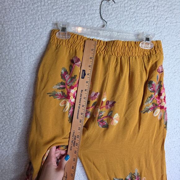 Mustard Yellow Wide Boho SzM, Runs Sm! Pls See Pics Embroidered 3D allover pants - Picture 11 of 16